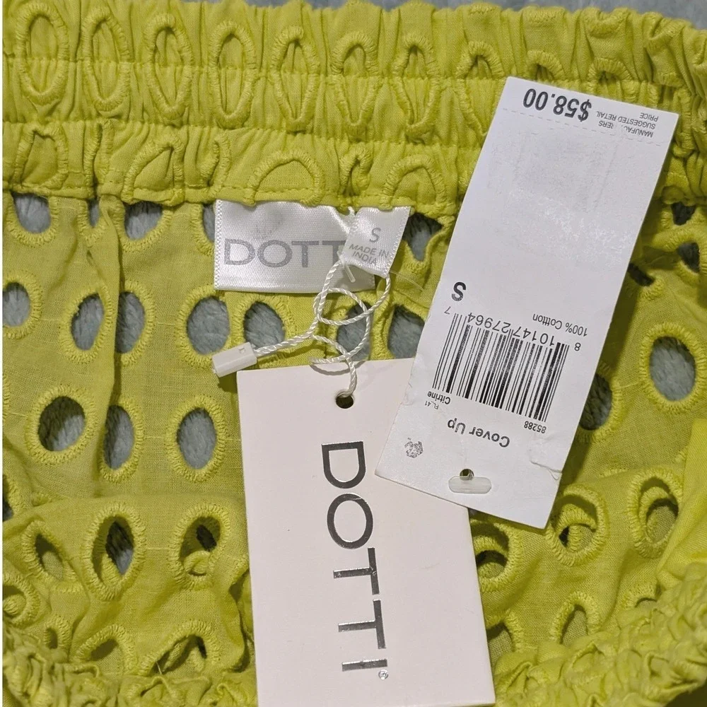 Dotti Women Citrine Yellow Eyelet Cotton‎ Beach Cover Up Shorts NWT Small
